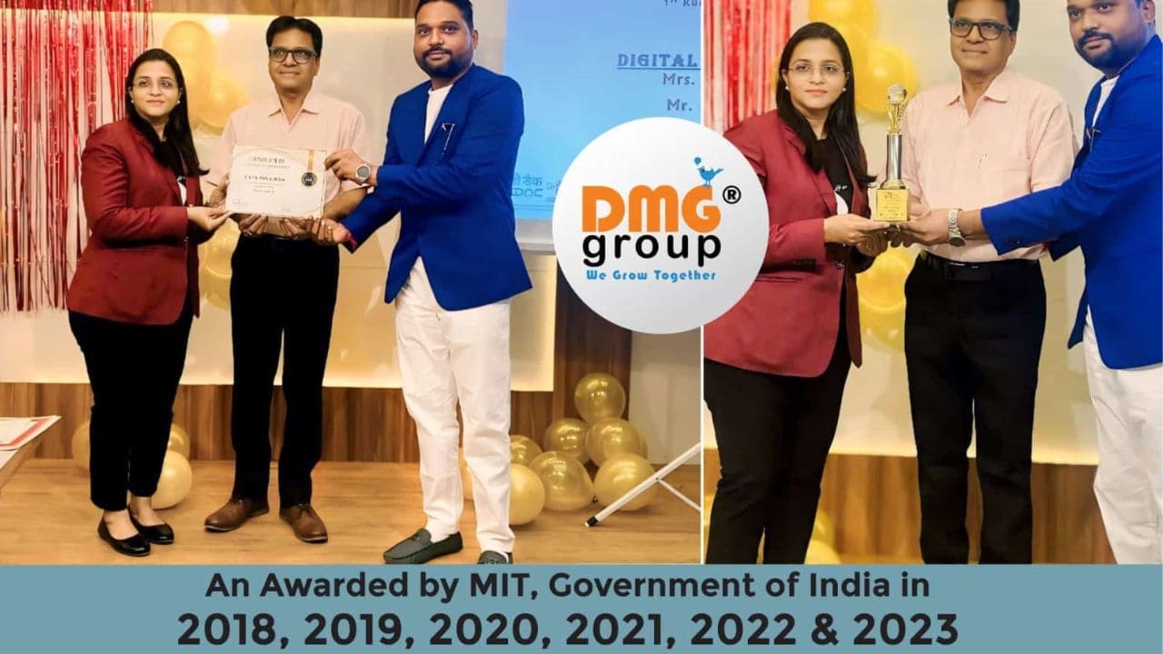 Digital Media DMG Pvt Ltd. awarded as “Well Performance Government Computer Training Institute in Gujarat” by MIT, Govt. of India, in 2023-2024.