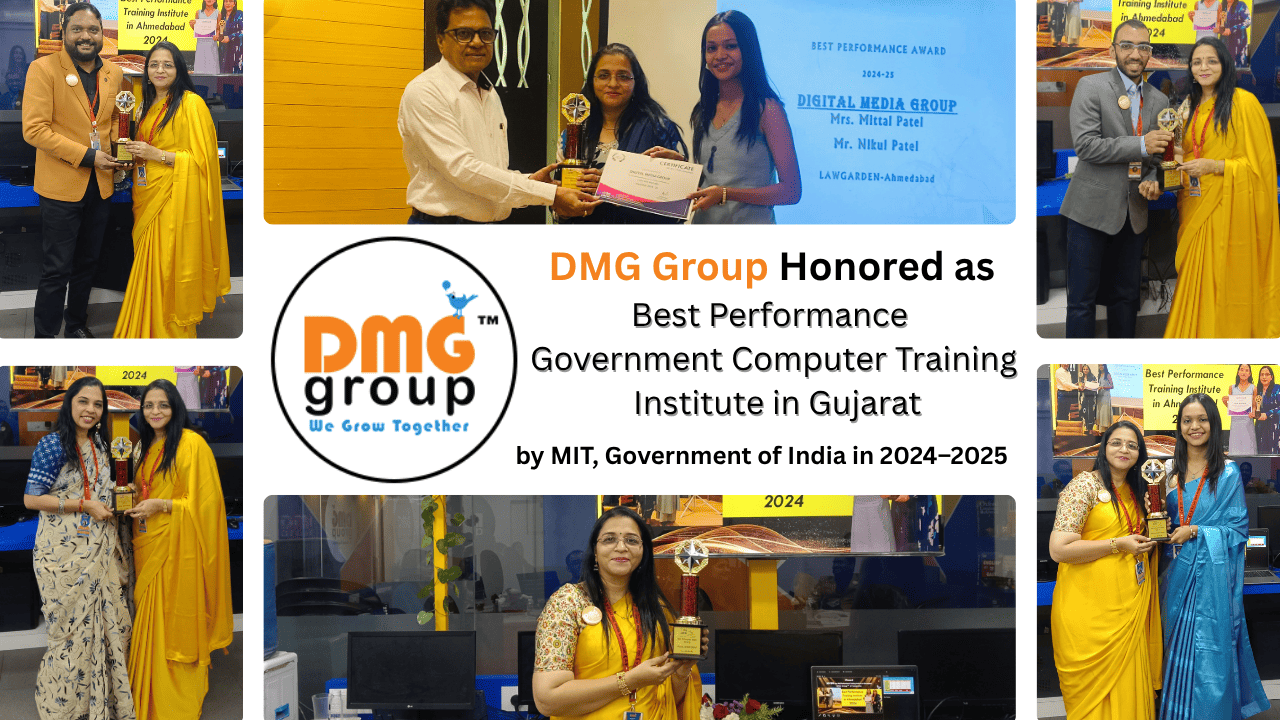 Digital Media DMG Pvt. Ltd. Honored as “Best Performance Government Computer Training Institute in Gujarat” by MIT, Government of India in 2024–2025